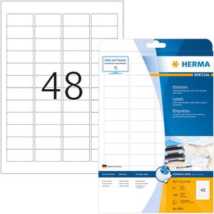Herma Inkjet-Etiketten 8864, Special, weiß, 45,7 x 21,2mm, matt, 25 Blatt, 1200 Stück