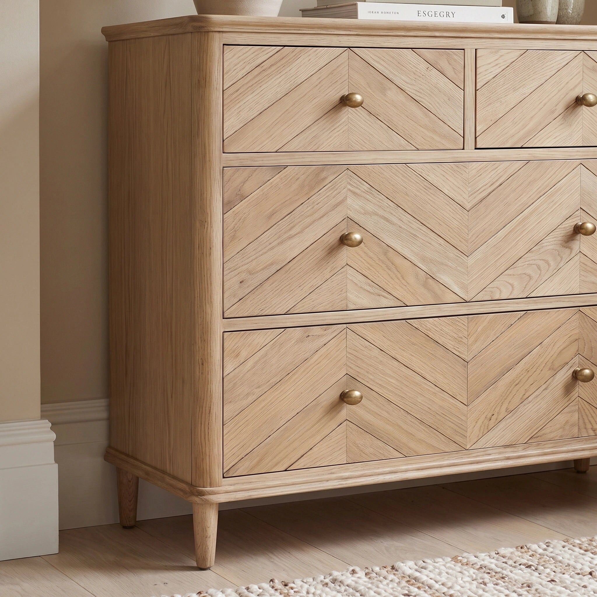 Harbour Lifestyle Hadley Herringbone 2 Over 2 Chest of Drawers in Natural