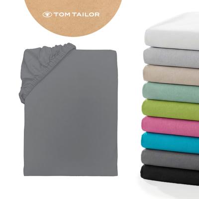 Spannbettlaken TOM TAILOR HOME "Tom Tailor Jersey", grau, B:140cm L:200cm, Jersey, Obermaterial: 100% Baumwolle, Bettlaken, Spannbettlaken, ab Größe 90x200 cm, Laken in hochwertiger Jersey Qualität