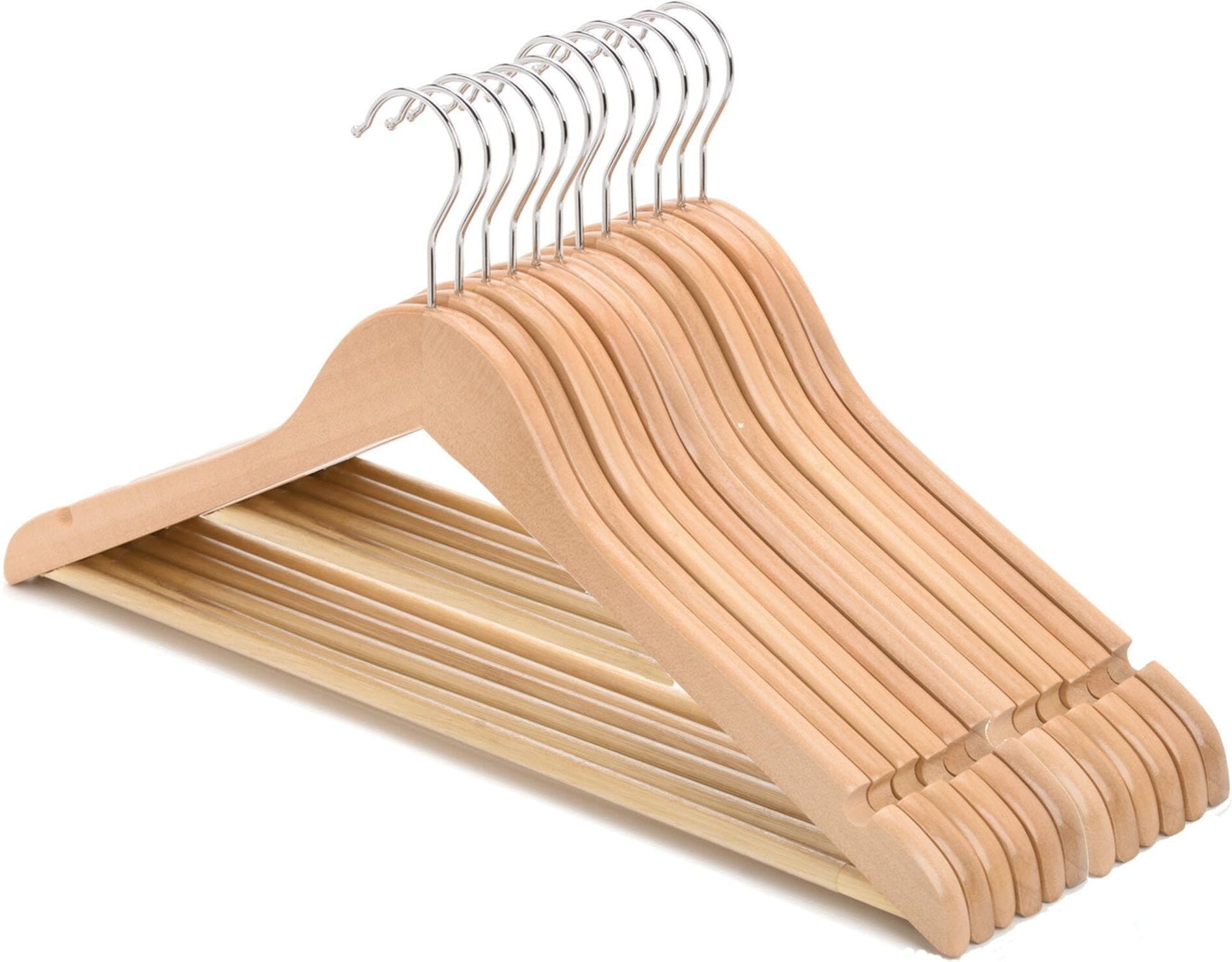 Kleiderbügel COCON "10 Stück", braun (hellbraun), B:44,5cm H:23cm T:1,2cm, Kleiderbügel, Kleiderbügel, Holzart: Eukalyptus hellbraun Einheitsgröße