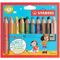STABILO woody 3 in 1 Buntstifte farbsortiert - 10 Stück