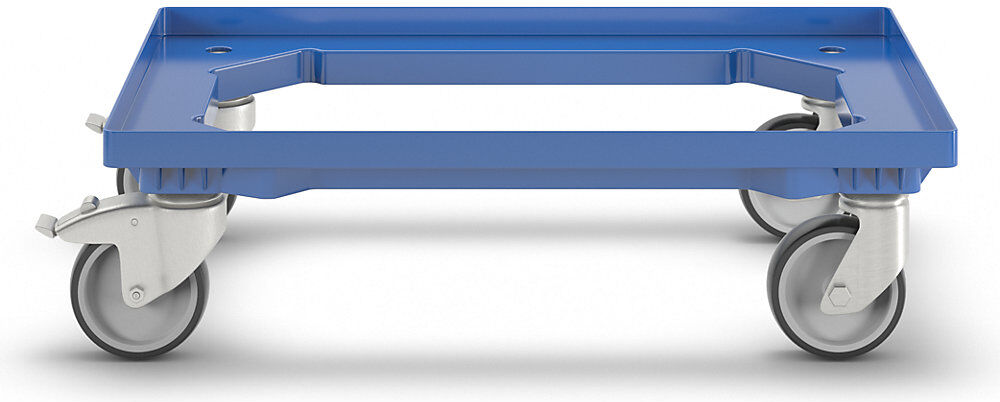 Profi-Fahrgestell, 600 x 400 mm, 4 Lenkrollen, davon 2 mit Feststeller, blau eurokraft basic