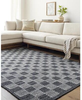 Livabliss Braulio Transitional Checkered Wool Area Rug