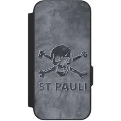 Nivocase Klapphülle für Google Pixel 9a Handyhülle aus Kunst Leder NIVOflip schwarz Beton FC St. Pauli Logo (Google Pixel 9a), Smartphone Hülle, Schwarz