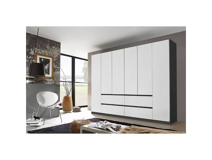 Drehtürenschrank Mainz 271cm Grau/Weiß/Alpinweiß/Graumetallic Basic ohne Spiegeltür/-en