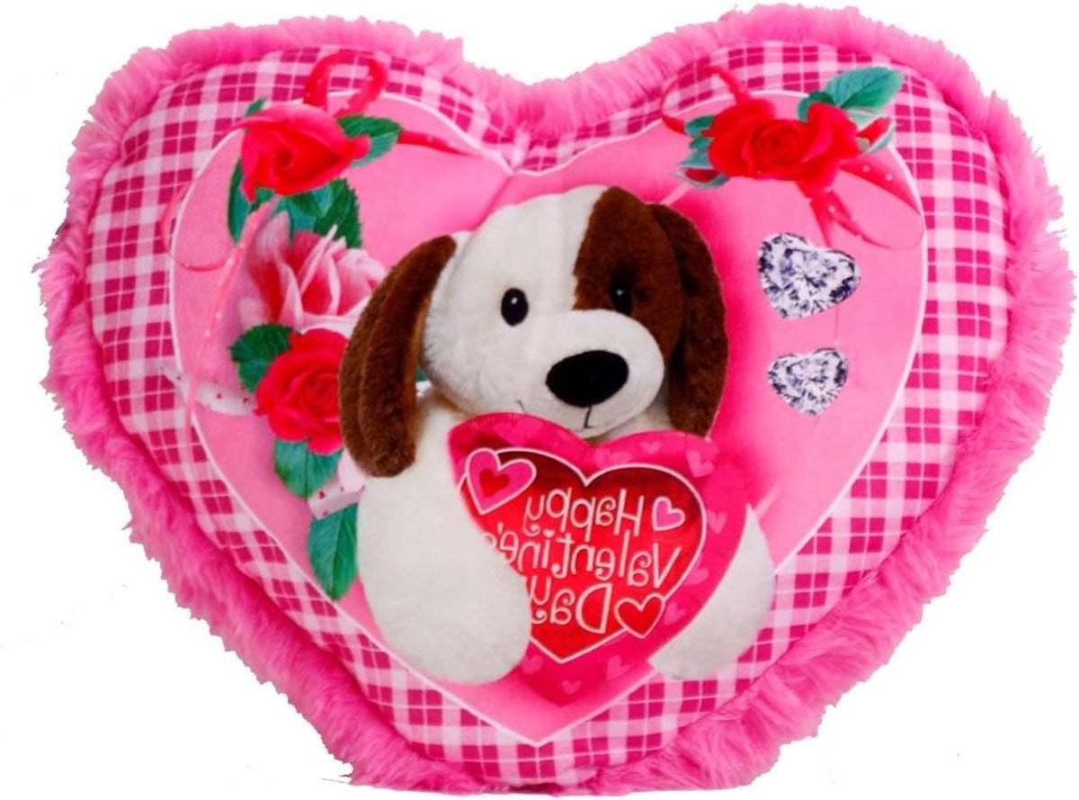 Decoratief Hart Kussen - Roze Pluche - 30 cm