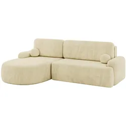 ECKSOFA mit Schlaffunktion und Bettkasten LIRA-L - 264x172x89 Beige
