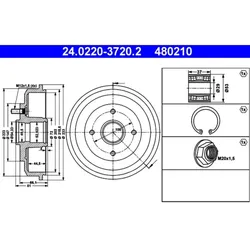 Bremstrommel ATE 24.0220-3720.2 (2 Stk.) für Ford Ssangyong Focus I