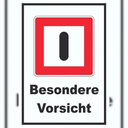HB-Druck Gebot besondere Vorsicht walten zu lassen Schild mit Text A0 Rückseite selbstklebend