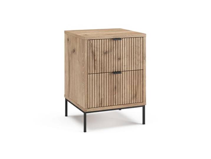 Vicco Nachttisch Eliza , Viking Oak/Schwarz 40 x 55.4 cm mit 2 Schubladen