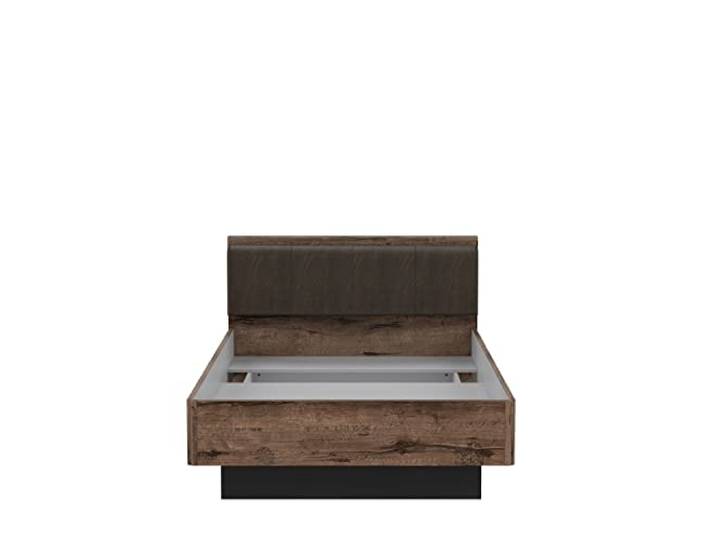 FORTE JACKY Jugendbett, Liegefläche 120 x 200 cm, Holzwerkstoff, Script-Schlammeiche/ Schwarz Eiche, 126.4 x 87.7 x 209.6 cm