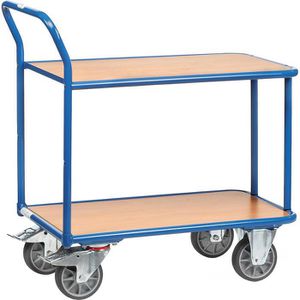 Fetra Tischwagen 2602, aus Metall & Holz, mit 2 Etagen, Tragkraft 400kg, 1000 x 700mm