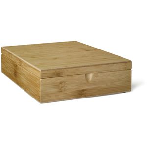 Bredemeijer Teebox TBC09BN, für Teebeutel, natur, aus Bambus, mit Klappdeckel, 22,1 x 27,1 x 7,9 cm, 9 Fächer