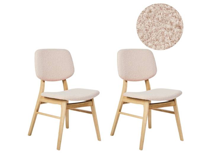ESSZIMMERSTUHL 2er-Set Bouclé Hellbraun/Beige Elaine