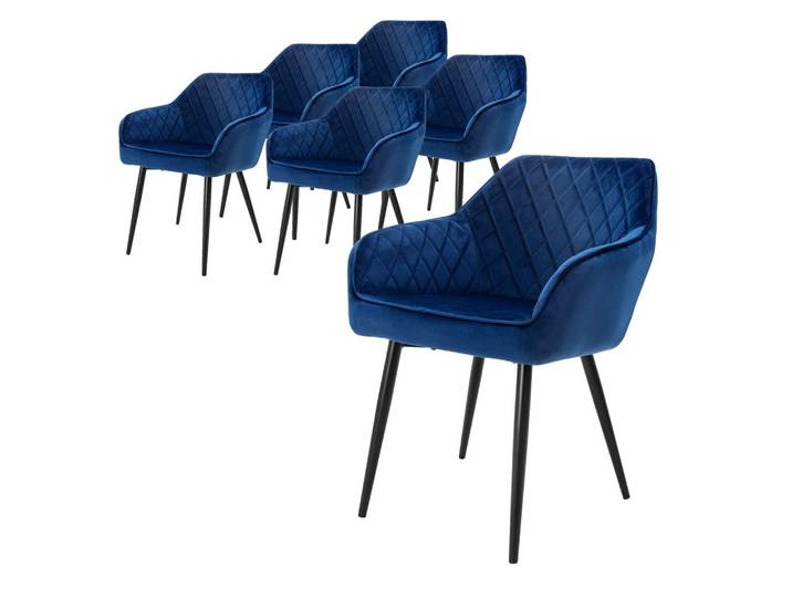 ESSZIMMERSTUHL Samt Dunkelblau 6er Set