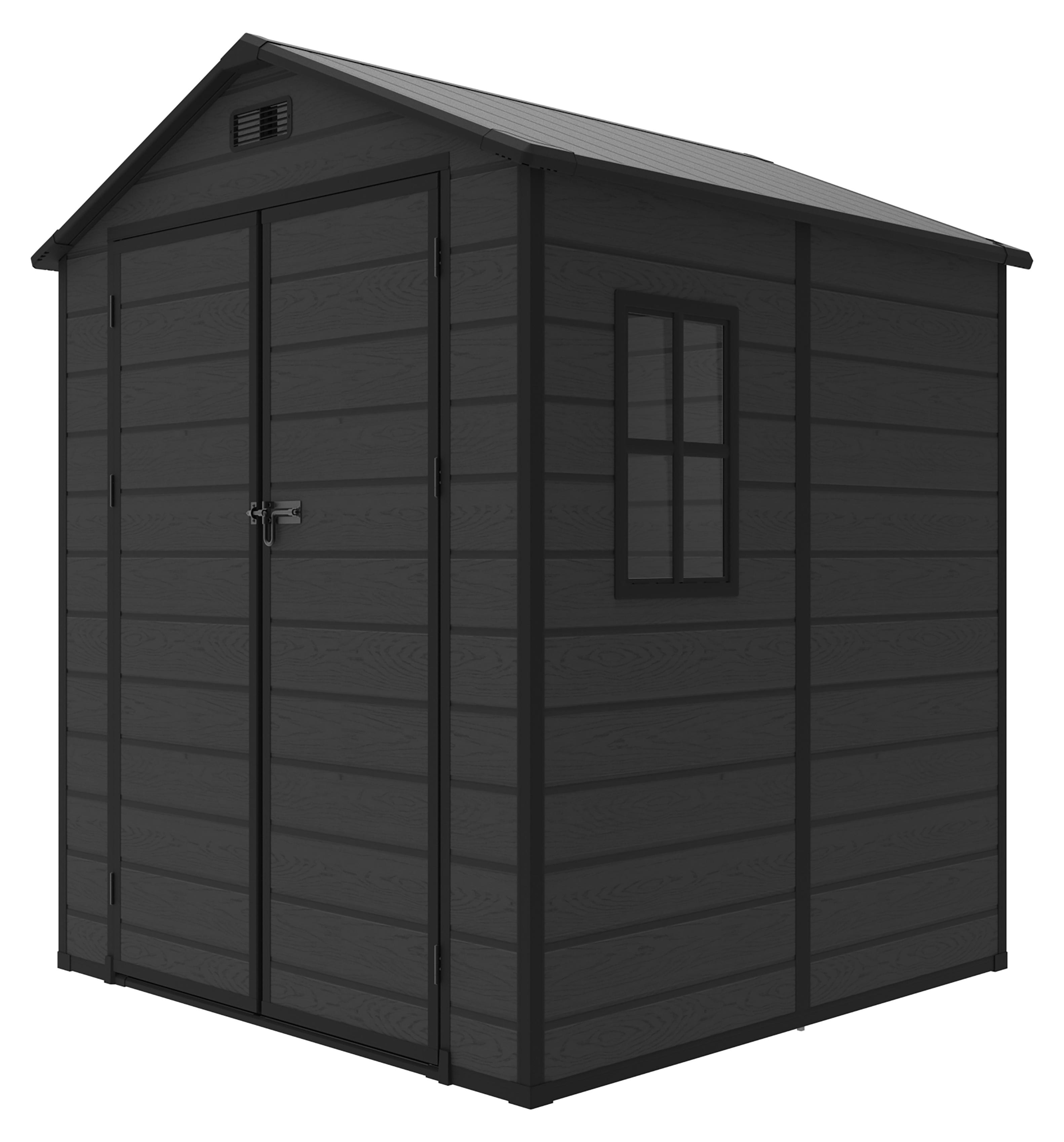 Koll Living Gartenhaus 'Norvik XL' | 182 x 182 x 219 cm, 3,3 m² Grundfläche | Schwarz | mit Doppeltür, Fenster und Belüftungsystem | abschließbar | UV- & witterungesbeständig