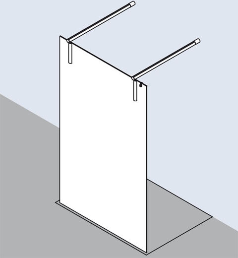 Kermi Walk-In XS match0 XSFW1130201AK 130x200cm, argent mat brillant, TSG clair, avec 2 supports muraux