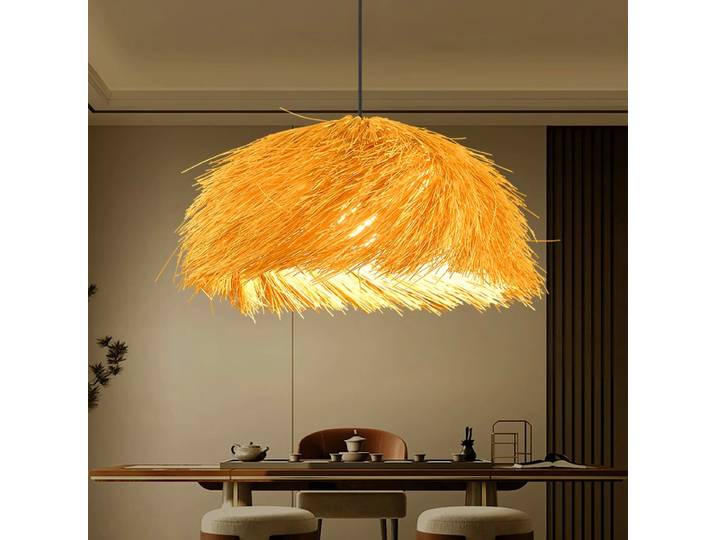 Lampe suspendue créative rétro en rotin et paille, décoration tressée pour maison d'hôtes, restaurant, salon, hôtel