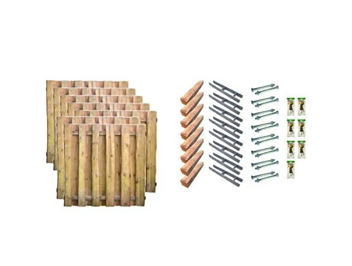 TETZNER & JENTZSCH Zäune Seattle 5 I Sichtschutz Zaun 180 x 180 cm Graugrün I Gartenzaun aus Holz für den Sichtschutz I Zaun mit Holzlatten I Bretterzaun I Komplettset verzinkt und genagelt