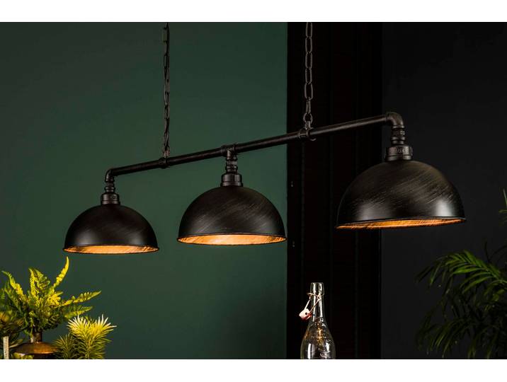 Pendelleuchte „Aurina“ – Industrial Design mit Kettenaufhängung und 3 Leuchten - Schwarz Industrial - Luxusbetten24