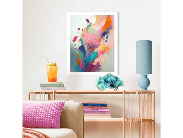 Bild mit Rahmen REINDERS Flower Gift , farbe bild(er): mehrfarbig, Bilder, B/H/T: 40cm x 50cm x 1,6cm, 1 Stk., MDF, Bild mit Rahmen, Wohnzimmer - Mehrfarbig - MDF - Abstrakt - 40x50 cm, B:40cm H:50cm T:1,6cm