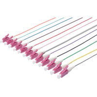 Durchgefärbte LC Simplex OM4 Pigtails, Kabel mehrfarbig, 12 Stück