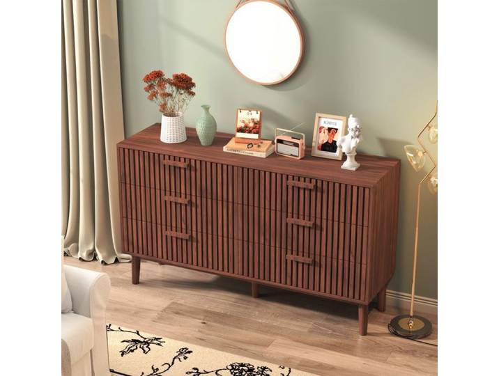 Commode 6 Tiroirs Armoire à Tiroirs Chambre Commode Bois Meuble a Tiroirs Rangement Armoire de Rangement à Tiroirs