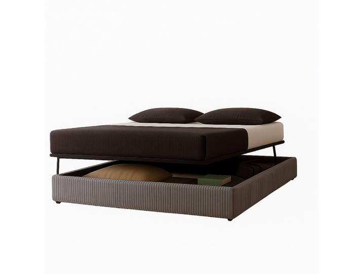 Lit coffre parallèle gris design et fonctionnel 200x200cm