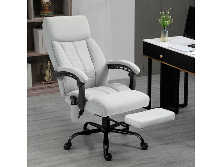 Vinsetto Fauteuil de Bureau avec Fonction Massage & Chauffage, Repose-pieds, jusqu'à 120 kg, Gris