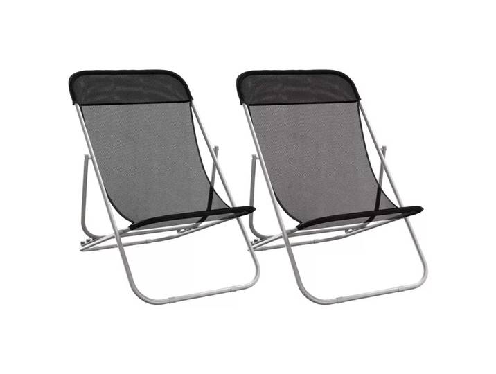 VidaXL - Strandstuhl stahl, One Size, Schwarz
