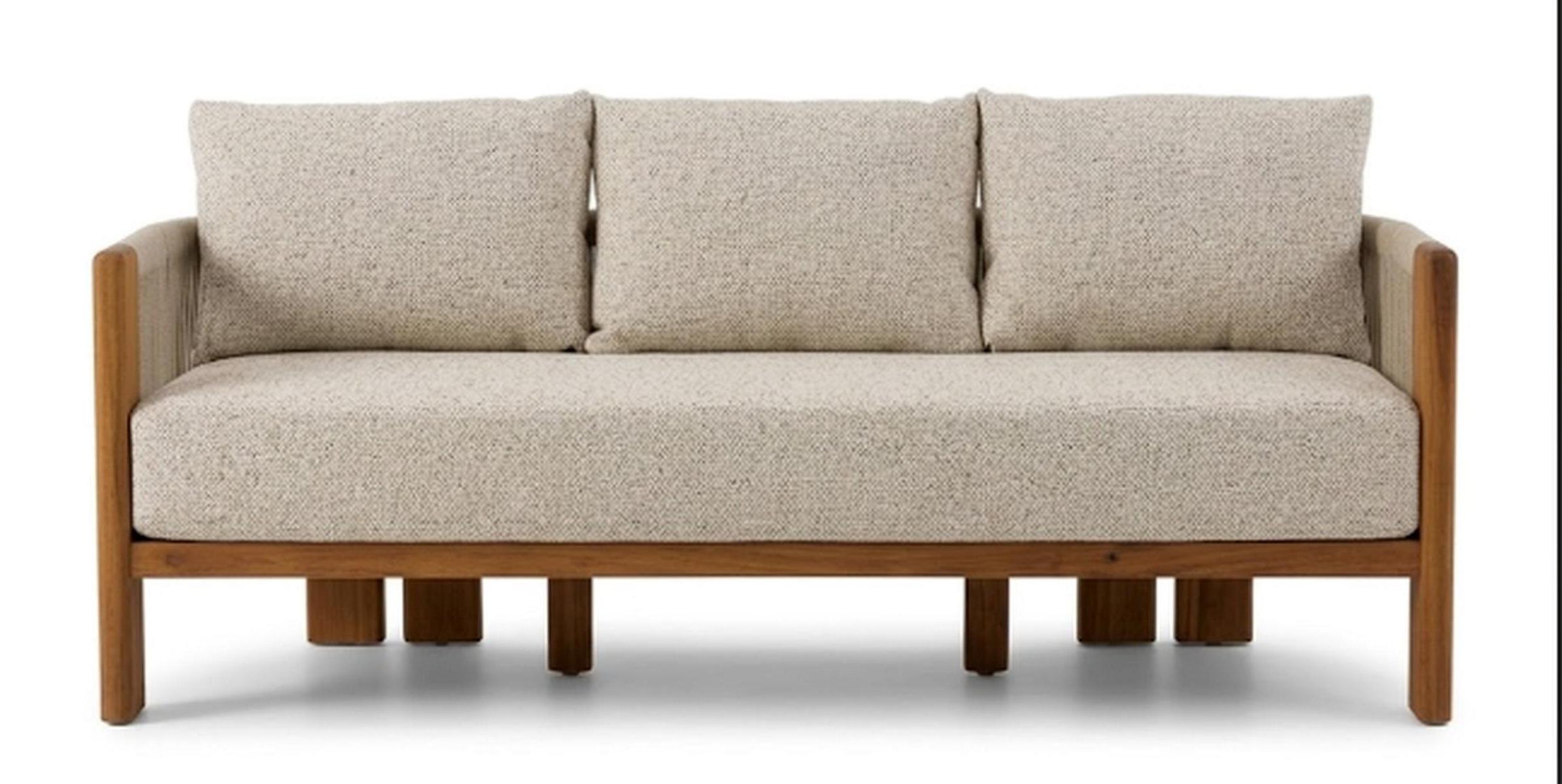 Gartensofa 3-Sitzer Modern Beige Kissen Elegantes Komfort