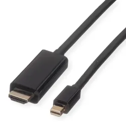 ROLINE Mini DisplayPort Kabel, Mini DP-UHDTV, ST/ST, schwarz, 2 m