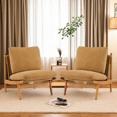 "27"" Polyester Accent Chairs with Wood Frame and Removable Cushions and Mid-Century Inspired Design"