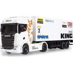 Amewi Mini-Scania 730 S mit Kofferauflieger proportional 4WD 1:64 RTR weiss (RTR Ready-to-Run)