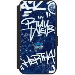 Nivocase Klapphülle für Samsung Galaxy S22+ Handyhülle aus Kunst Leder NIVOflip schwarz Graffiti Hertha BSC (Samsung Galaxy S22+), Smartphone Hülle, Schwarz