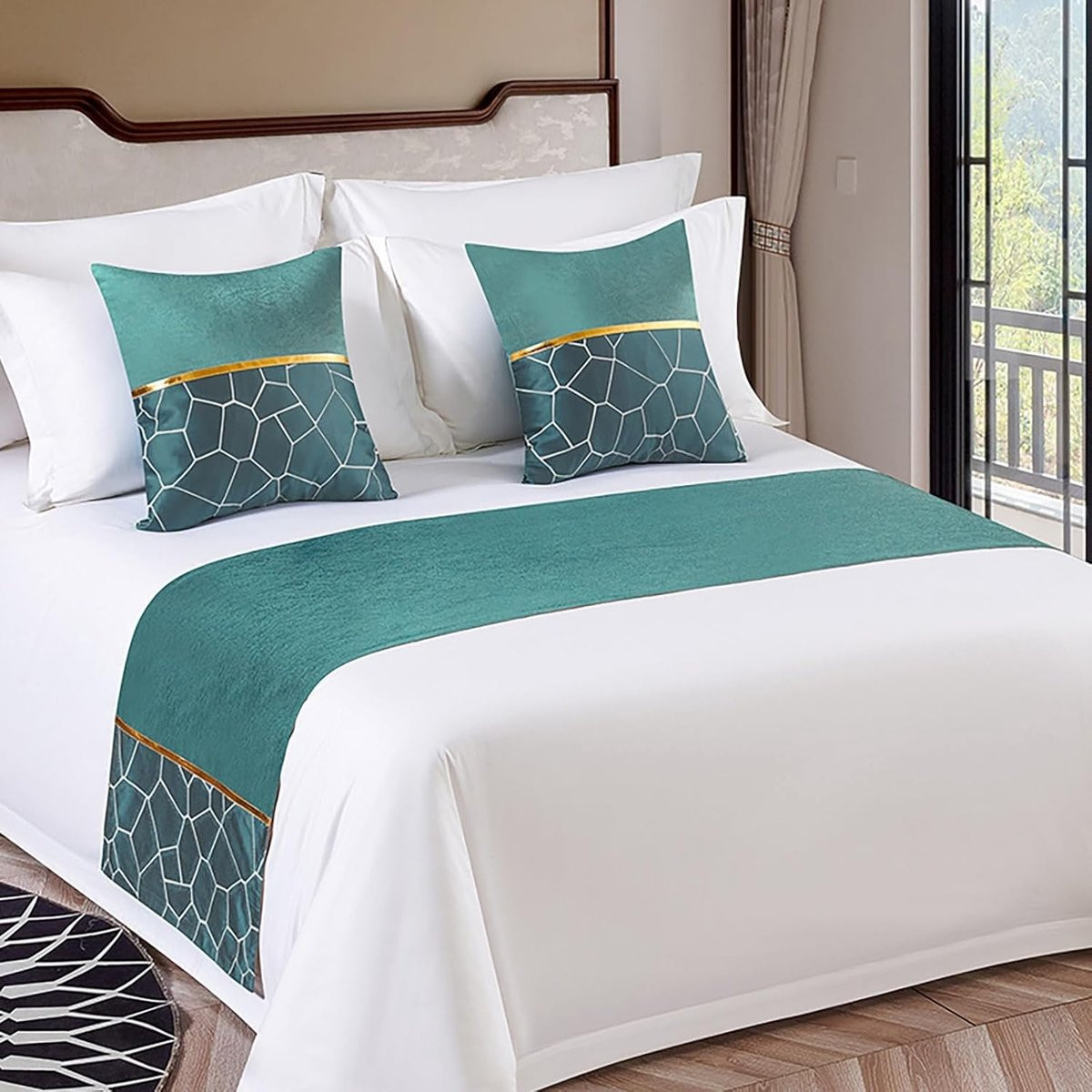 Bedloper Sjaal Hotel Chic A-groen - 50 x 240 cm