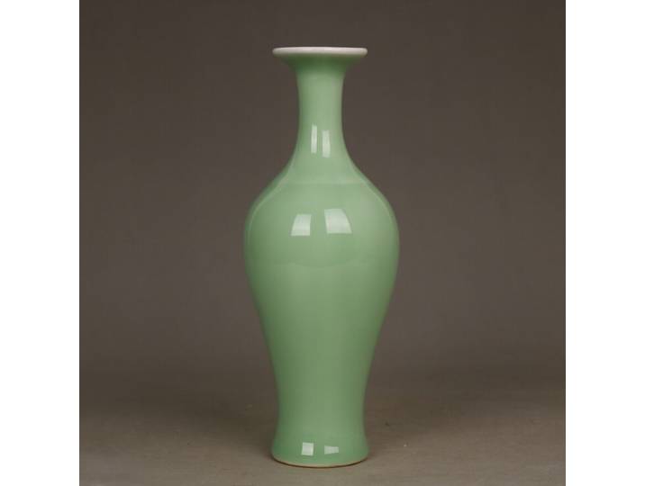 Vase chinois en porcelaine émaillée céladon vert, 6.70 pouces, artisanat moderne et exquis