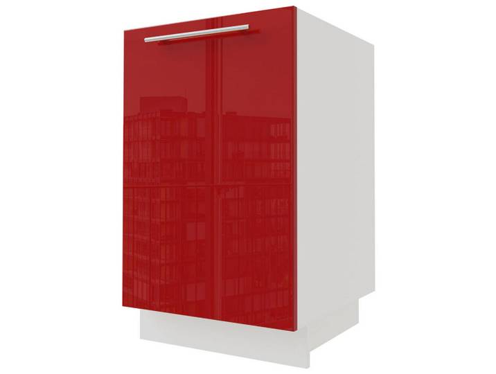 Feldmann-Wohnen Unterschrank Brerra D1D/50 50 / 50 / 82 cm, Rot, Weiß, 50x82x50 cm, Küchen, Küchenmöbel, Küchenschränke, Küchenunterschränke