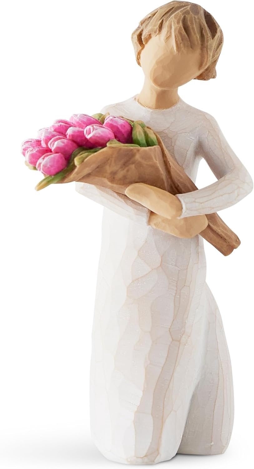 Willow Tree Bright Hope figuur met roze tulpen voor volwassenen
