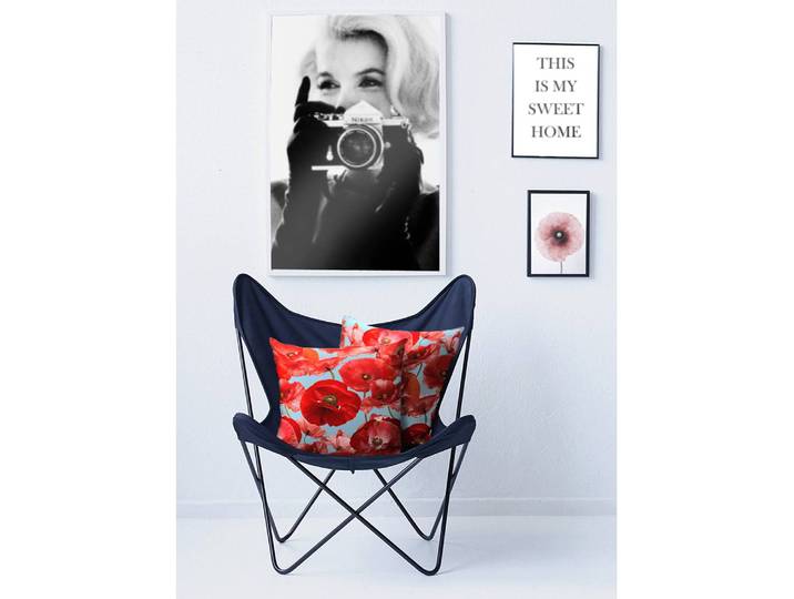Housse de coussin 7702 Rouge/Rouge/Bleu clair 40 x 40cm Coton