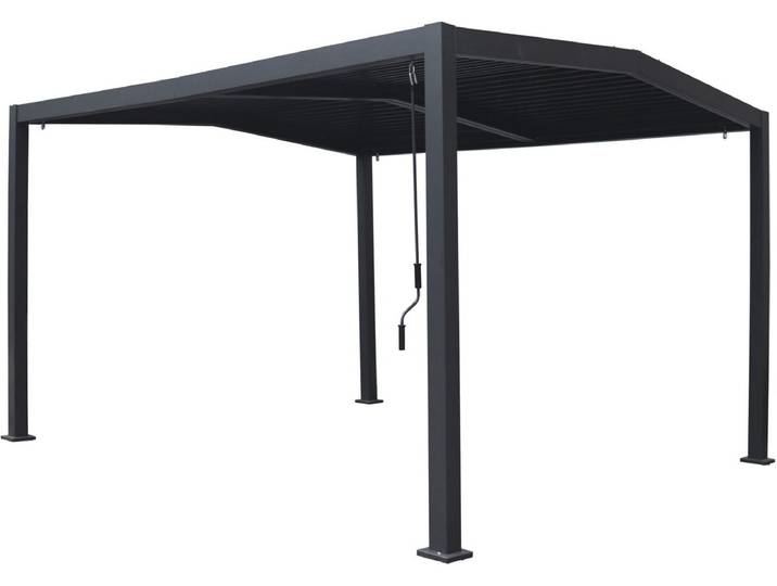 Pergola bioclimatique toit 2 pans Victoria en aluminium et métal- 4 x 3 m - Gris