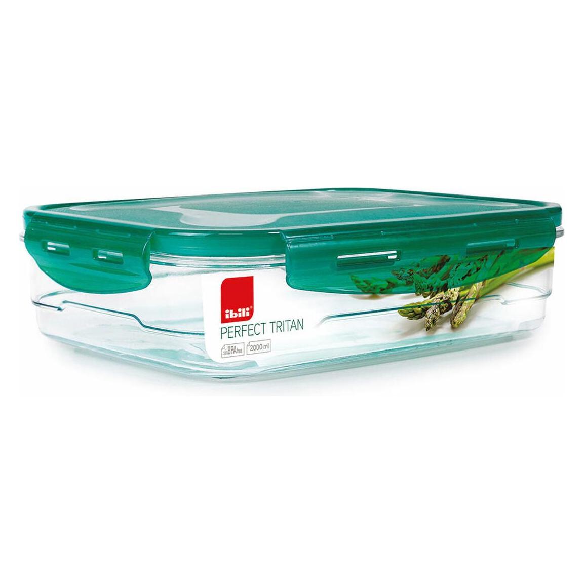 Ibili Luftdichter Behälter Tritan 2 Liter 27 x 20 x 6,5 cm Ideal für die Aufbewahrung von Lebensmitteln (2 l) (49336038)
