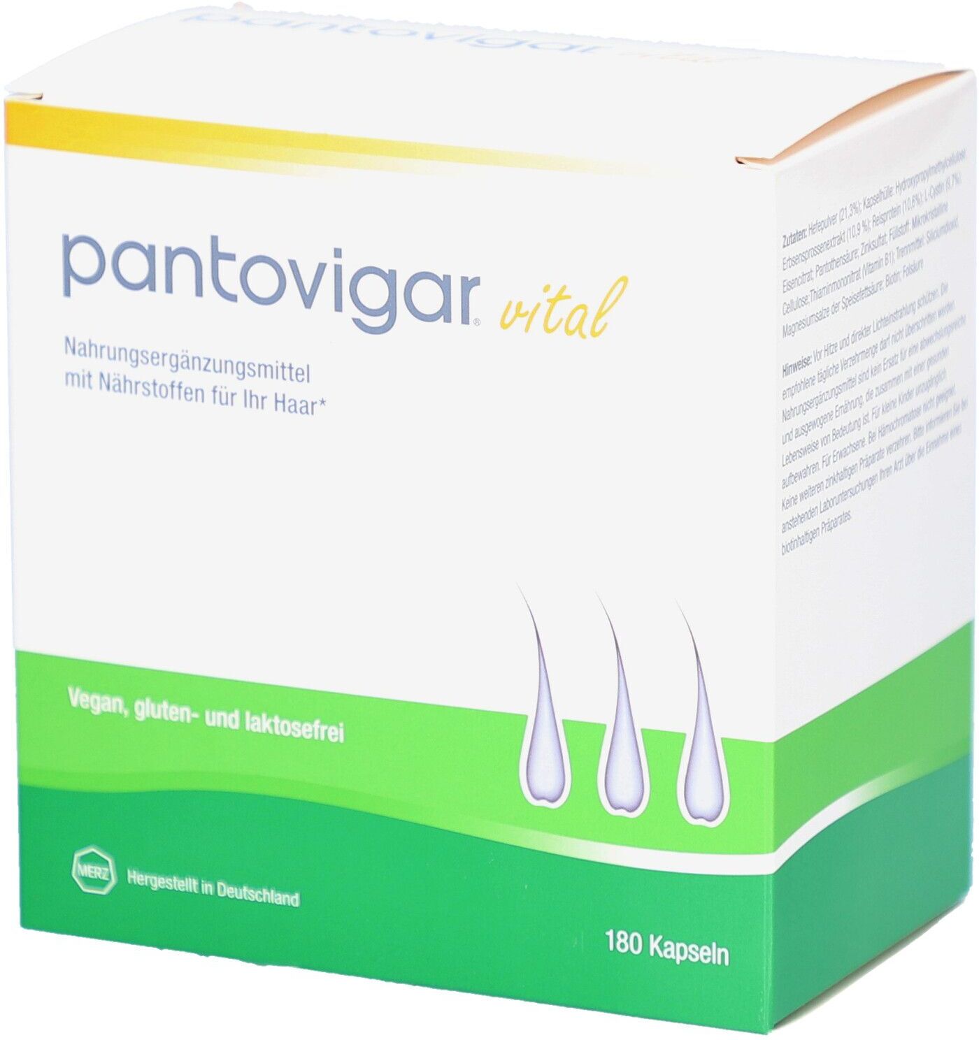 Pantovigar vital Kapseln mit Nährstoffen für Haare 180 St
