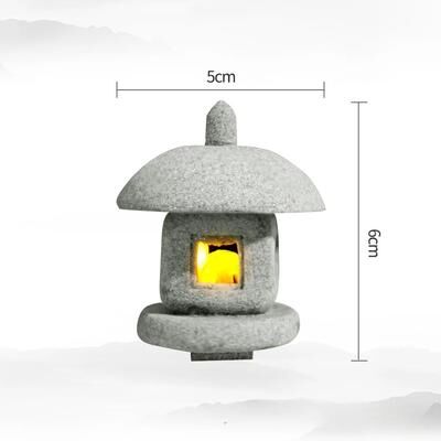 Inspired Living Serenity Mini Pagoda Lantern Zen Garden Decor & Bonsai Landscape Statue small Circle Lamp