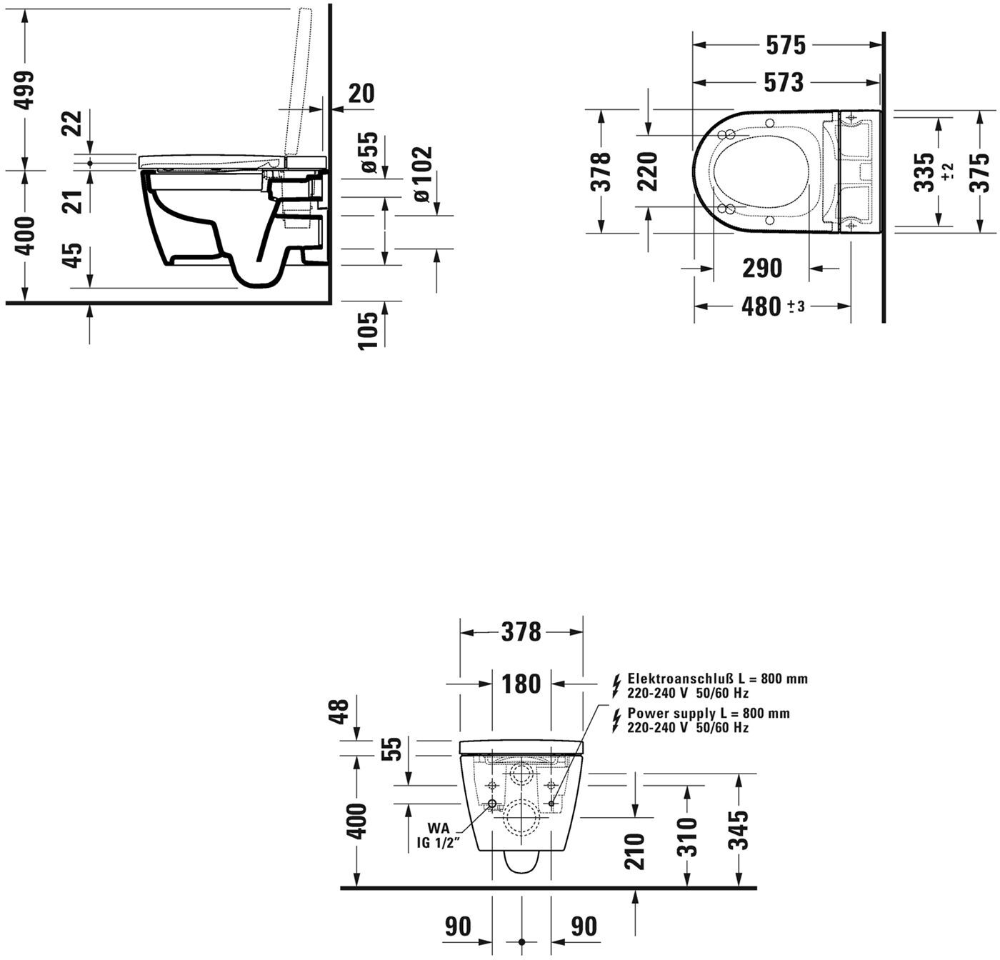 Duravit SensoWash Starck f Kompakt Dusch-WC