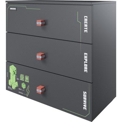 Kommode PHOENIX "Minecraft Kommode", grau (schwarz), B:80cm H:77cm T:39,5cm, Holzwerkstoff, Sideboards, Kommode, inkl Beleuchtung