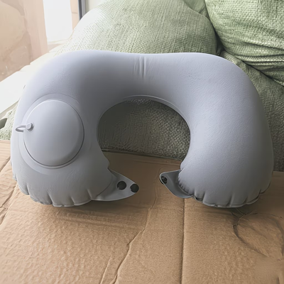 Shop Station Compact Inflatable Travel Neck Pillow Portable U Shaped Neck Support For Flights, Cars & Office grey