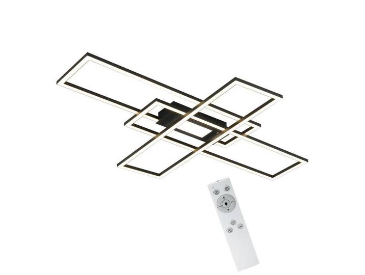 ZMH Led-Deckenleuchte Kesselfluch 99.0/7.0/99 cm, Schwarz, Metall, LED integrated, 99x7x99 cm, Lampen & Leuchten, LED Beleuchtung, LED-Deckenleuchten