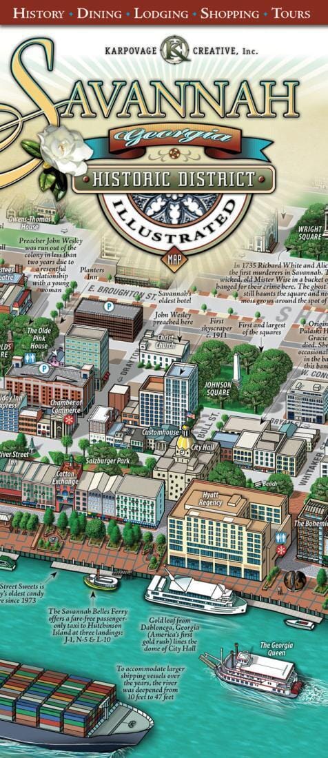Savannah - Géorgie - Quartier historique - illustré   Karpovage Creative