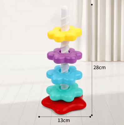 Inspire Curations Montessori Spinning Rainbow Stacking Tower Baby Motor Skill Development Puzzle Toy a1